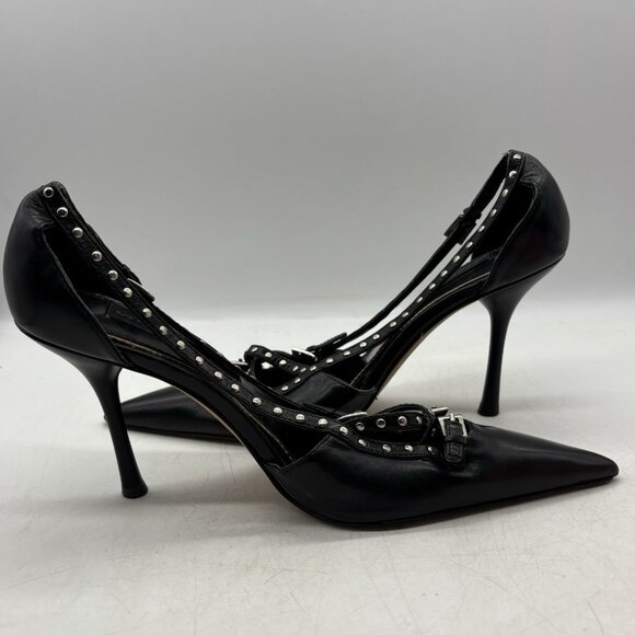 Steve Madden Studded Pumps Pointed Toe Black Leather US Size 7 M Y2K - Picture 7 of 15